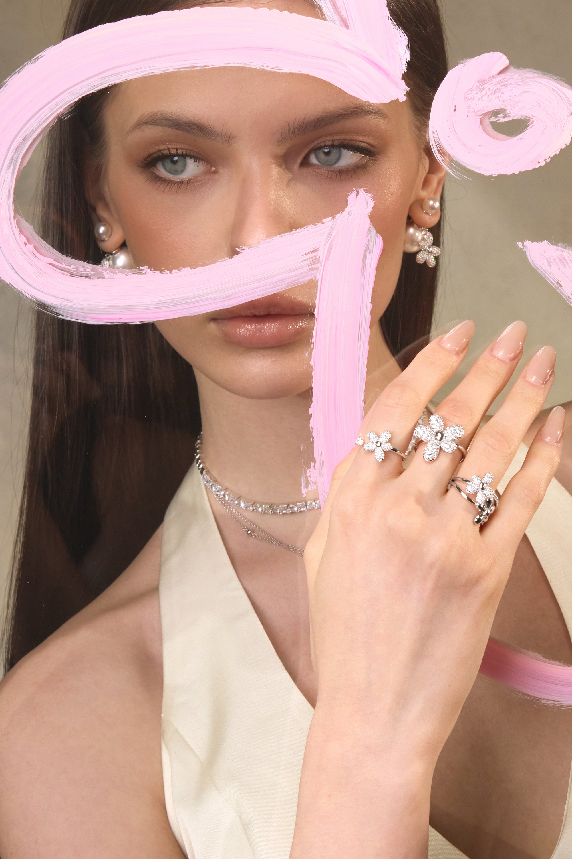 Zircon Dewdrop Flower Open Ring