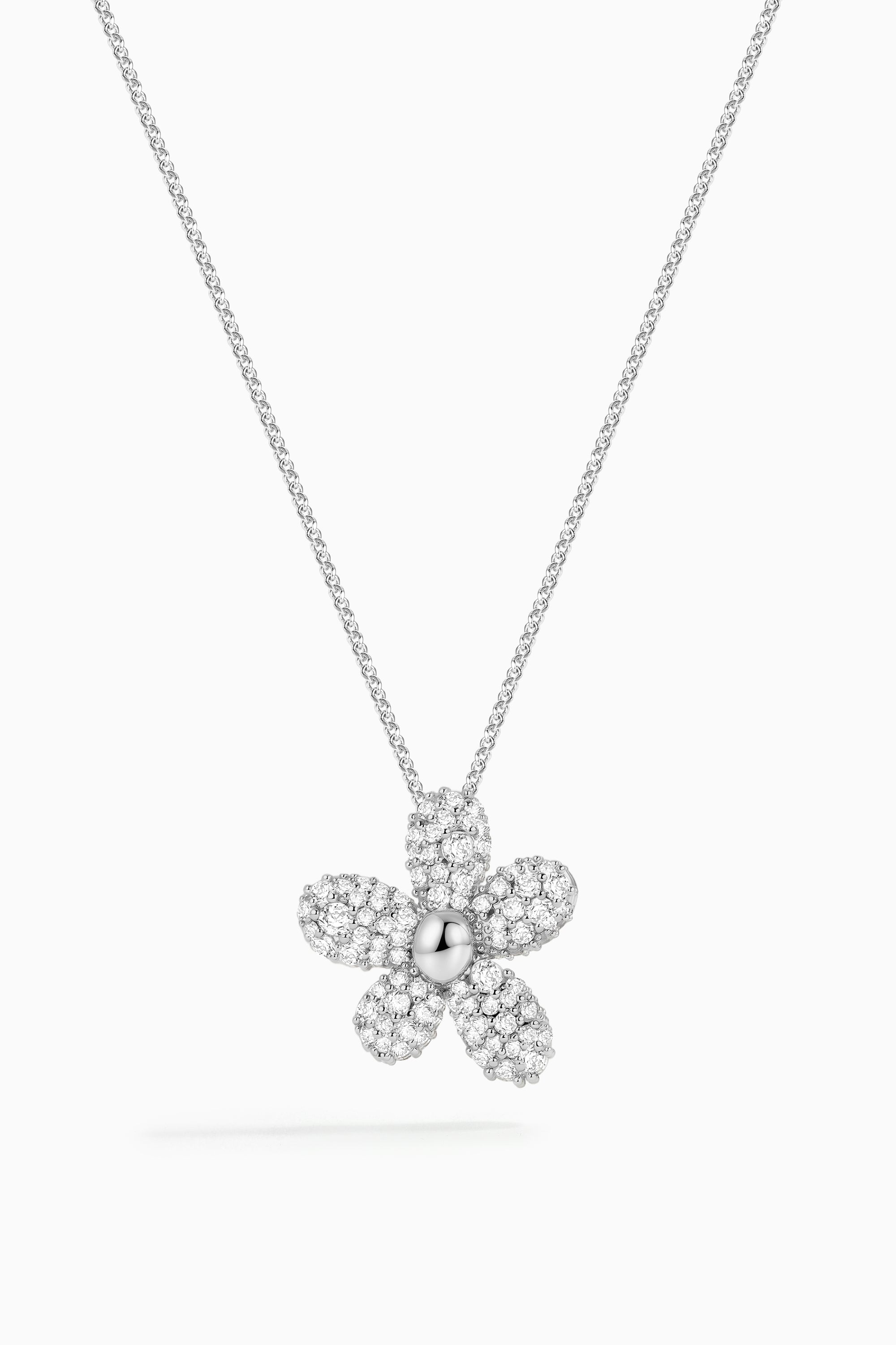 Paved Zircon Floral Necklace