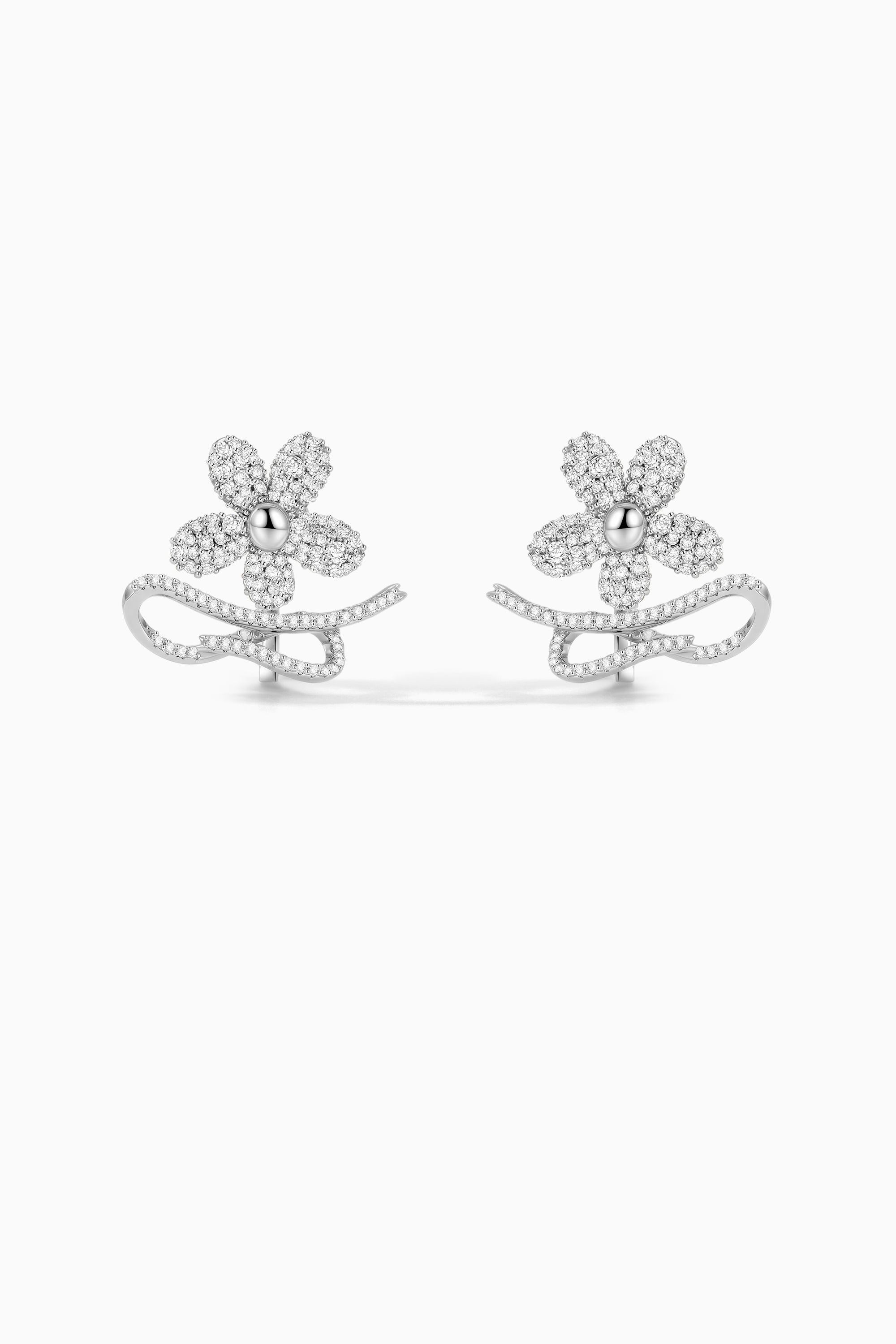 Paved Floral Dual-Wear Earrings