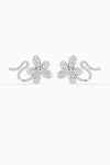 Paved Zircon Curved Branch Flower Earrings