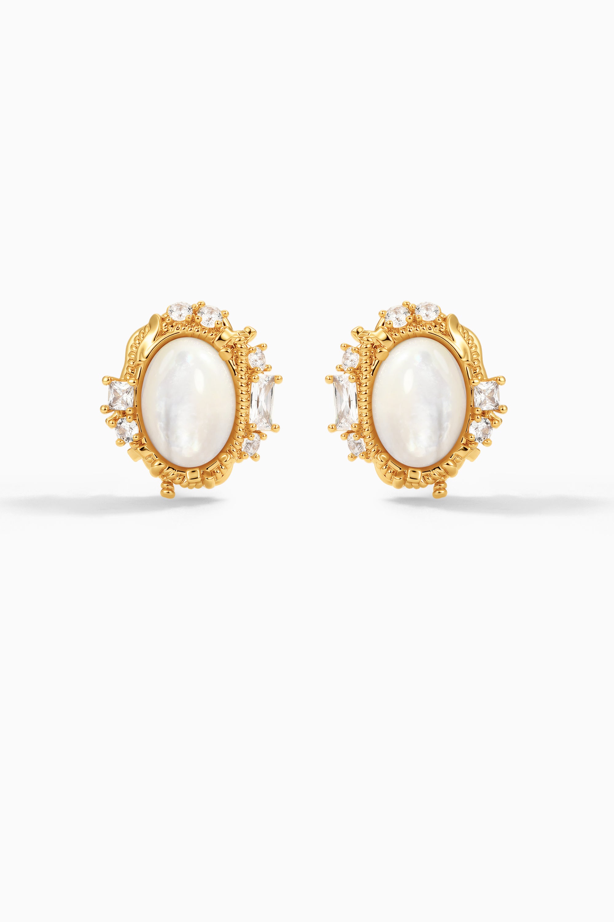 Vintage Shell Zircon Studs