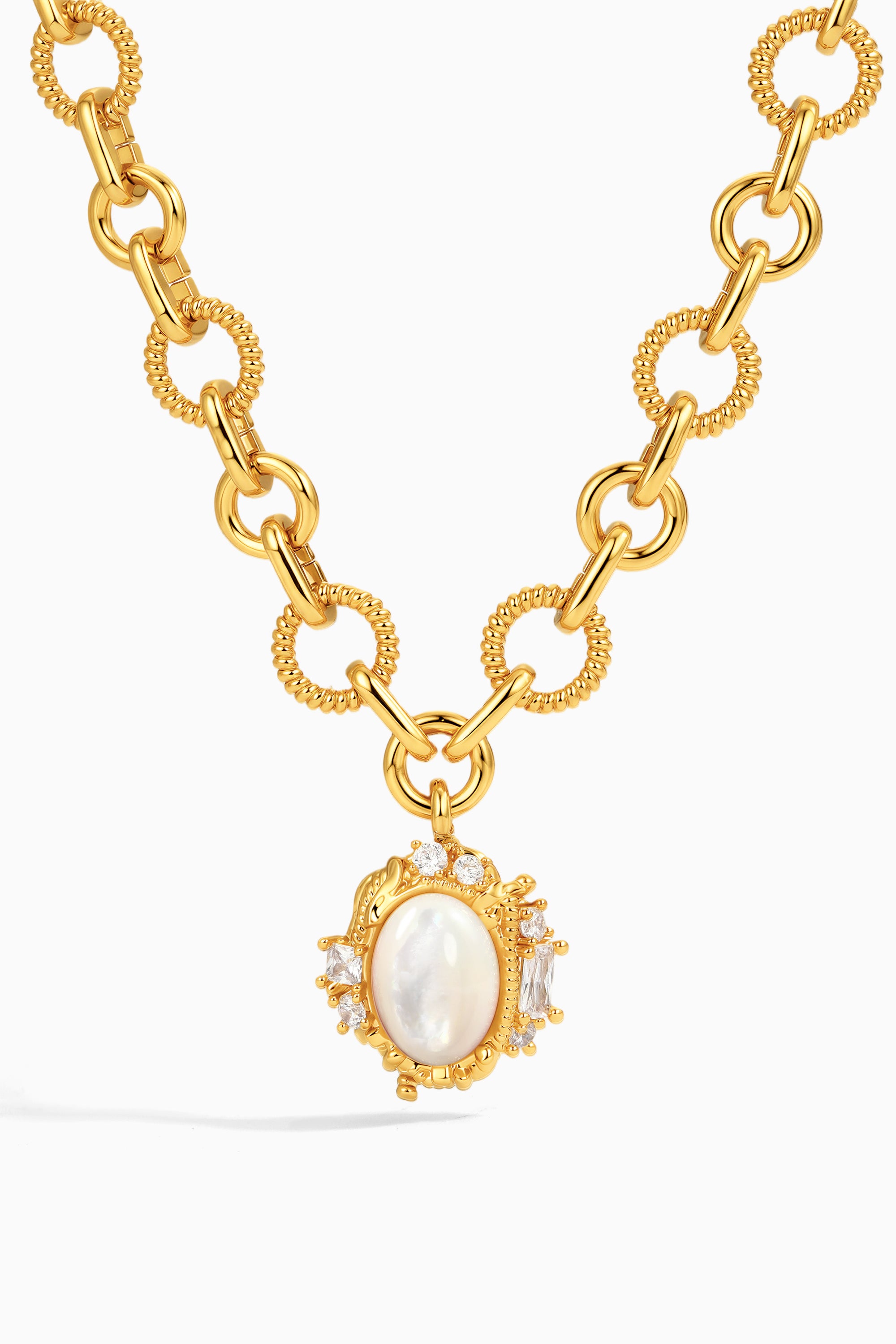 Carved Shell Cross Necklace