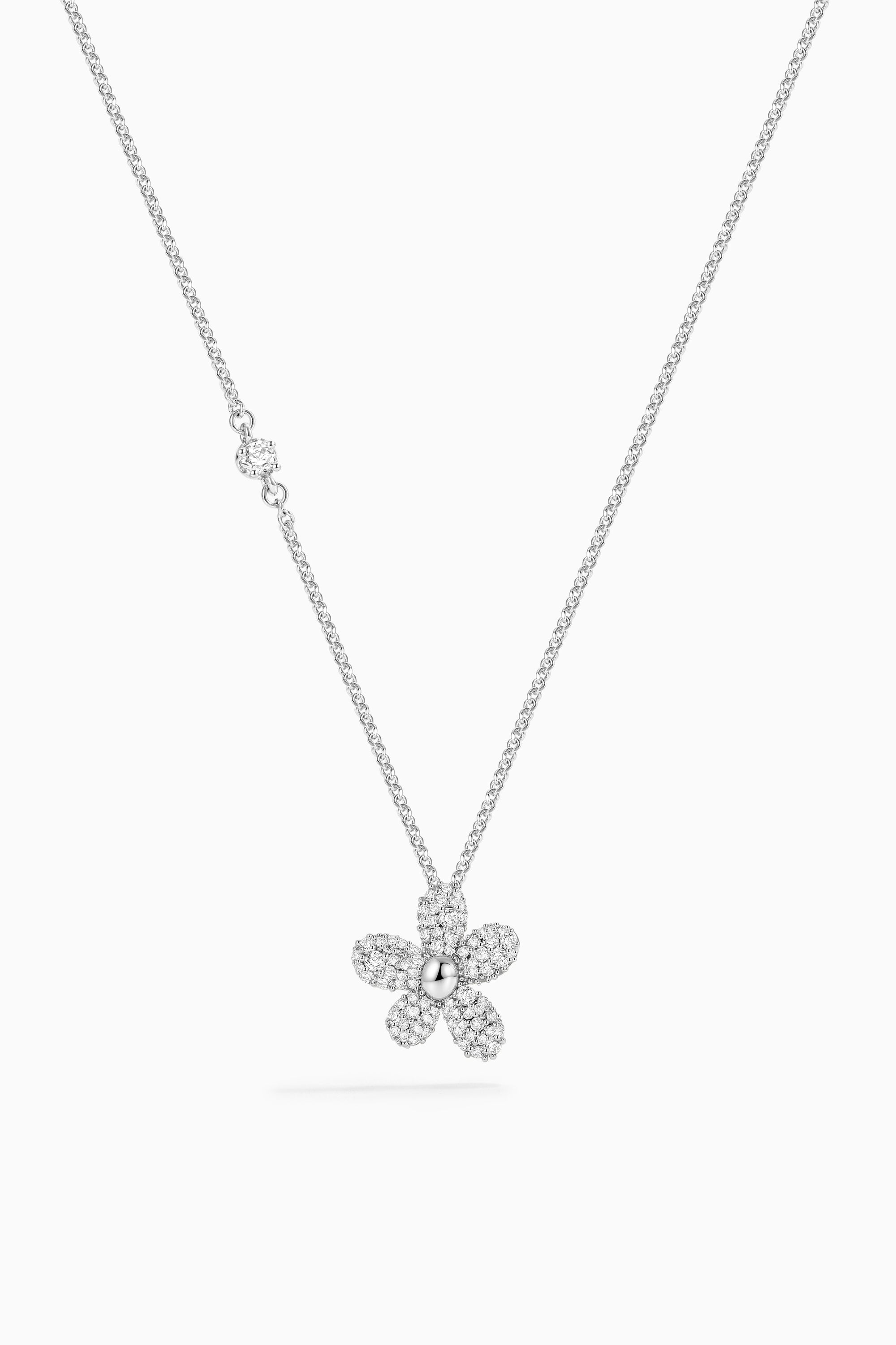 Single Flower Zircon Necklace