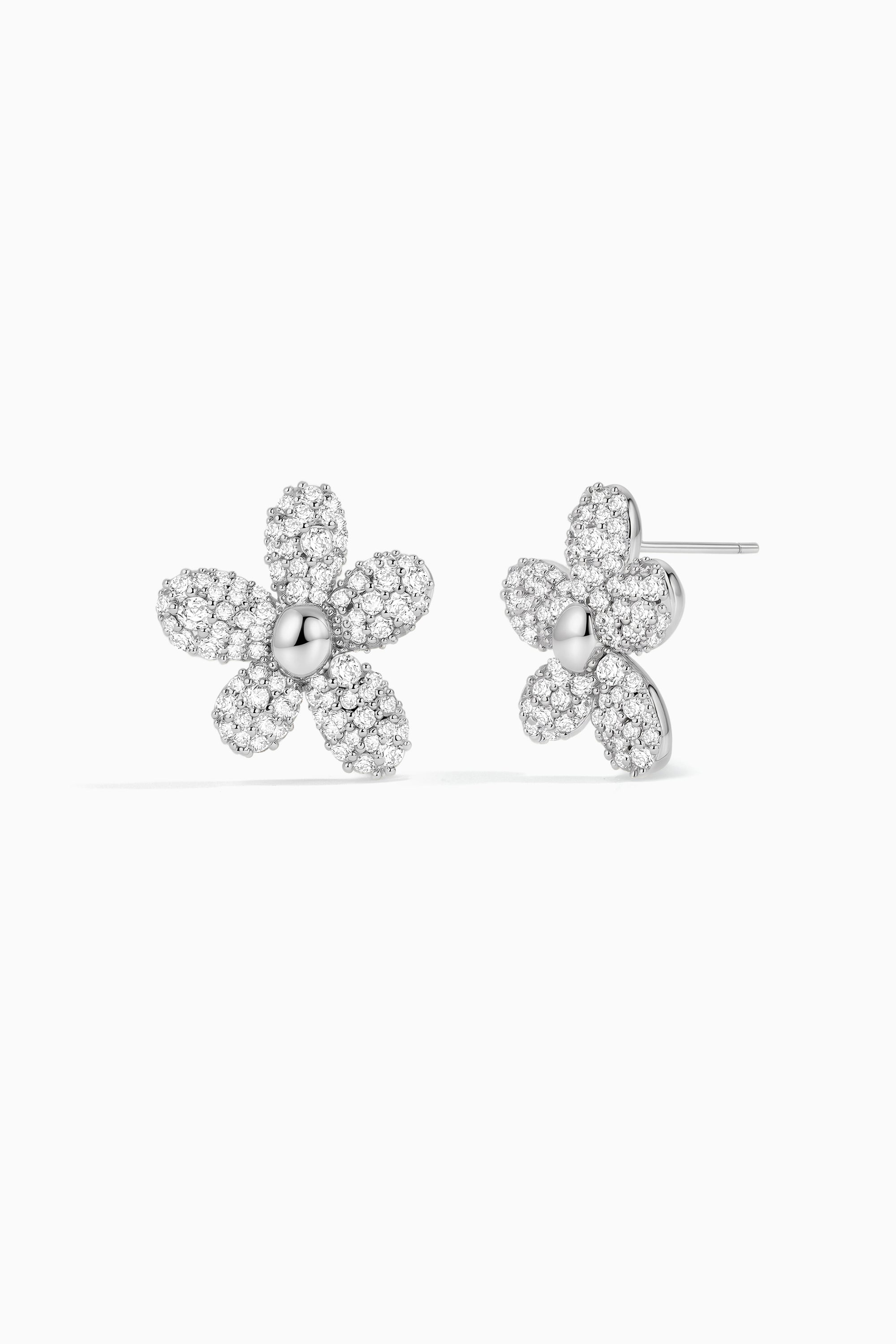 Shimmer Zircon Floral Earrings