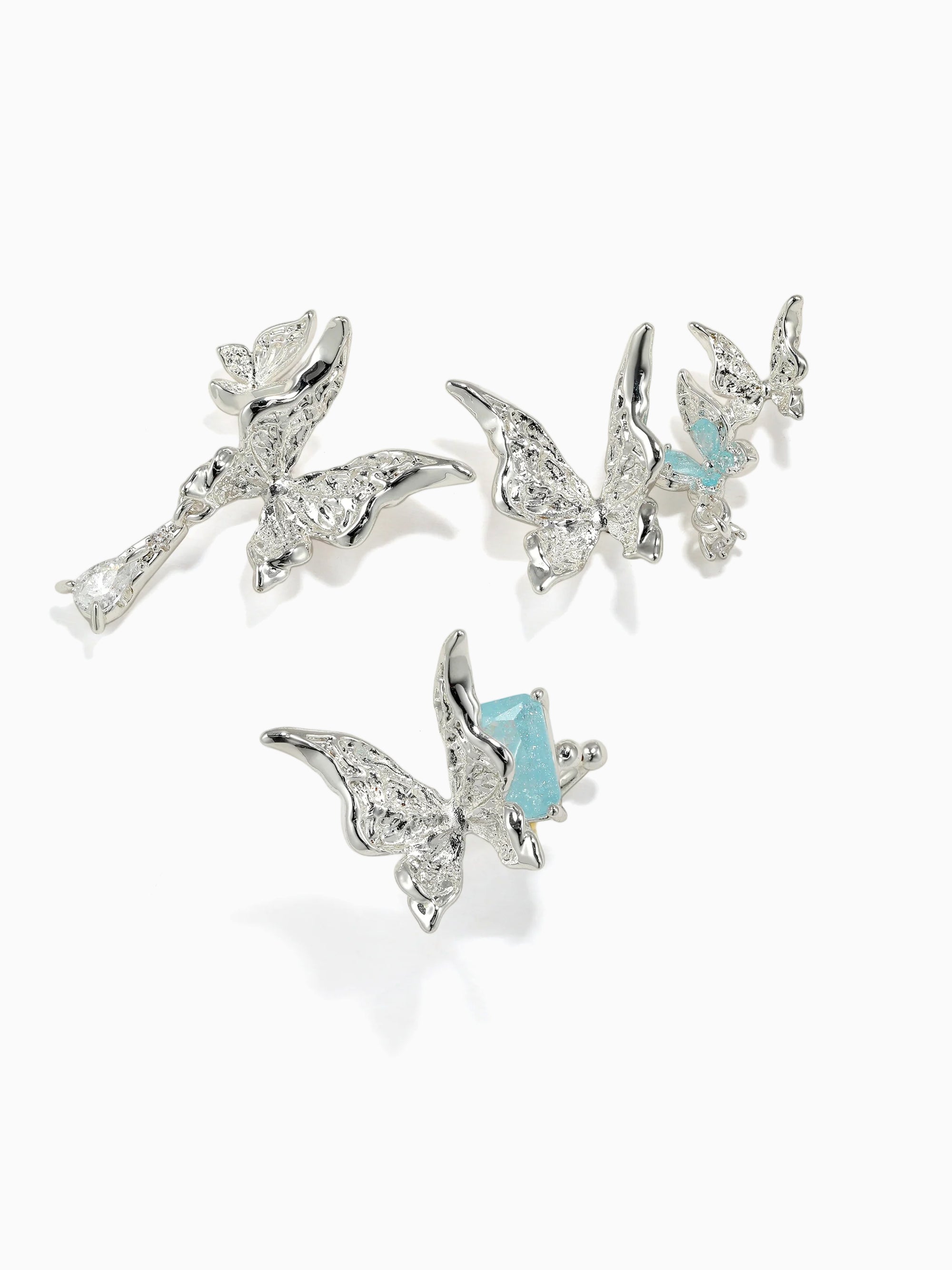 Metal Texture Butterfly Set Studs (3 pcs)