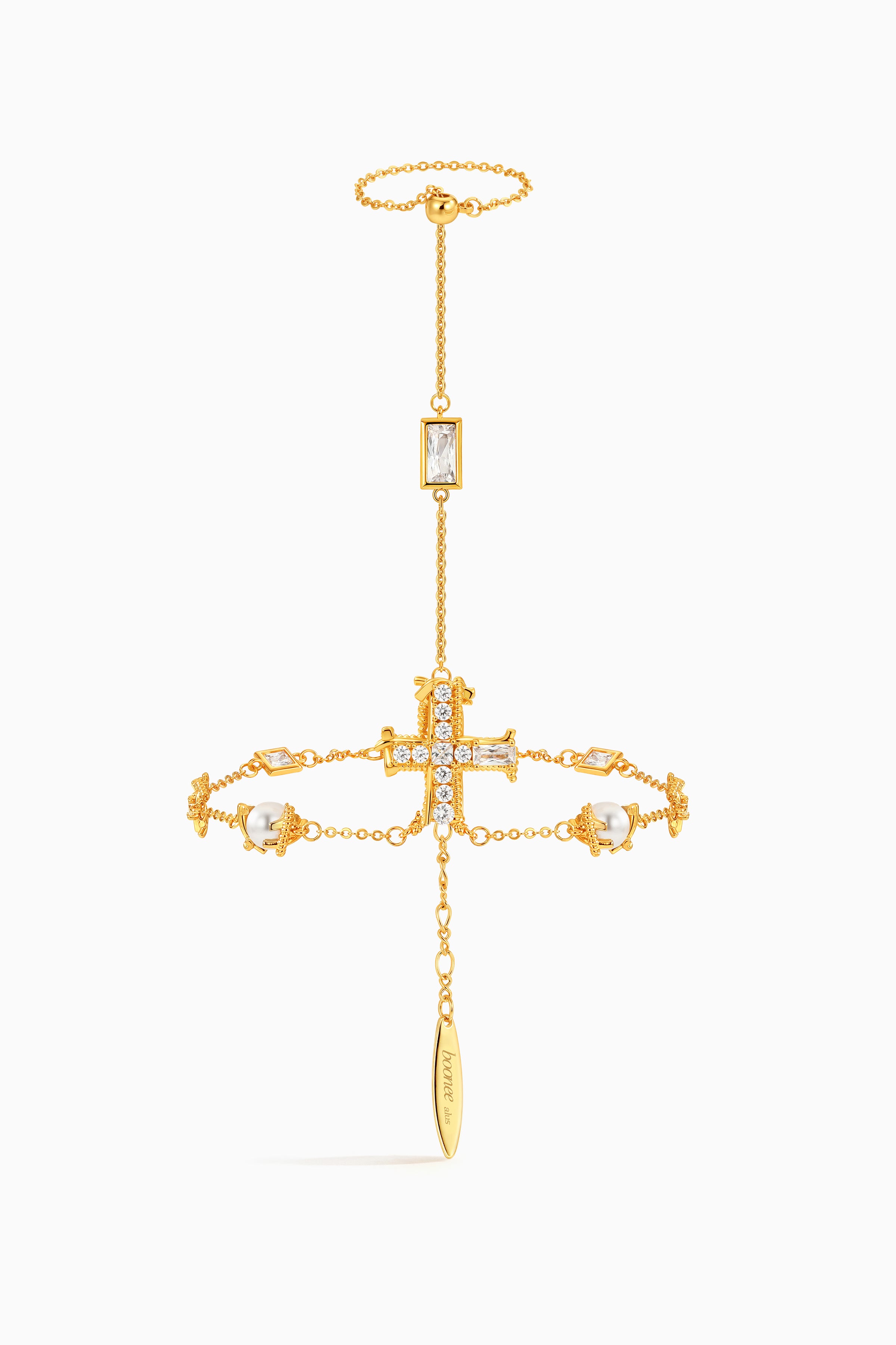 Cross Pearl Hand Chain