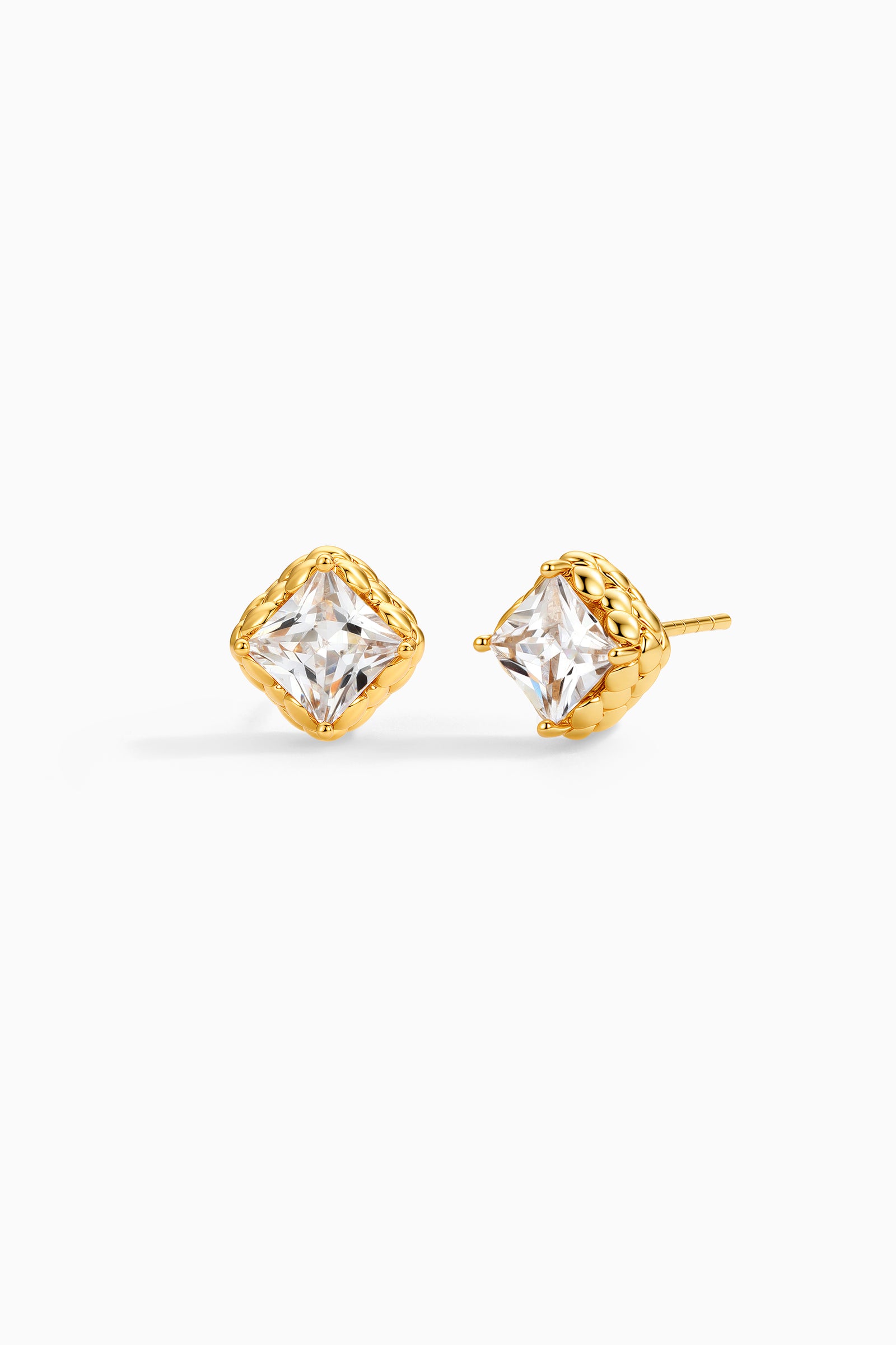 Gold BooneeAlus Princess Cut Zircon Studs Jewelry