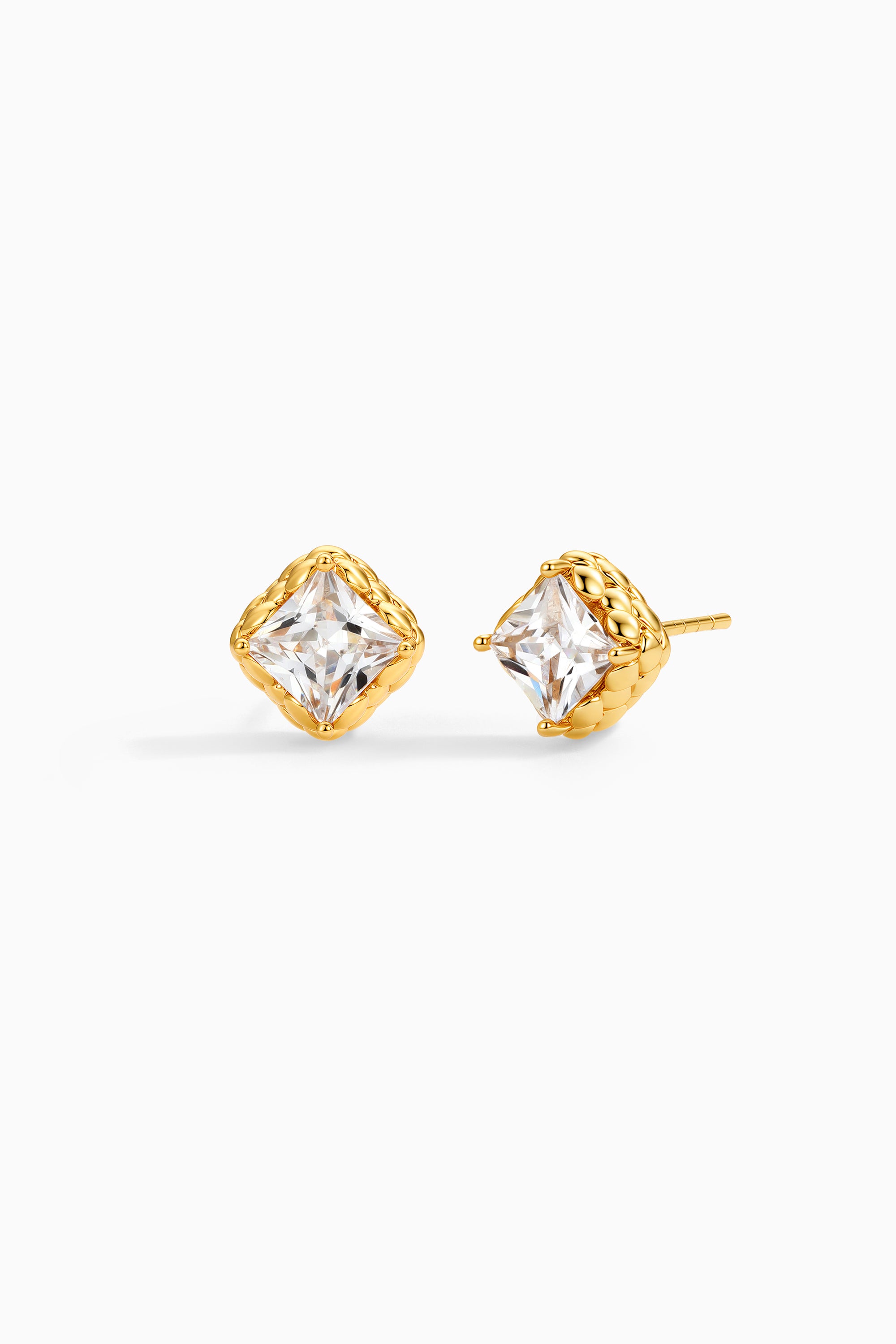 Gold BooneeAlus Princess Cut Zircon Studs Jewelry