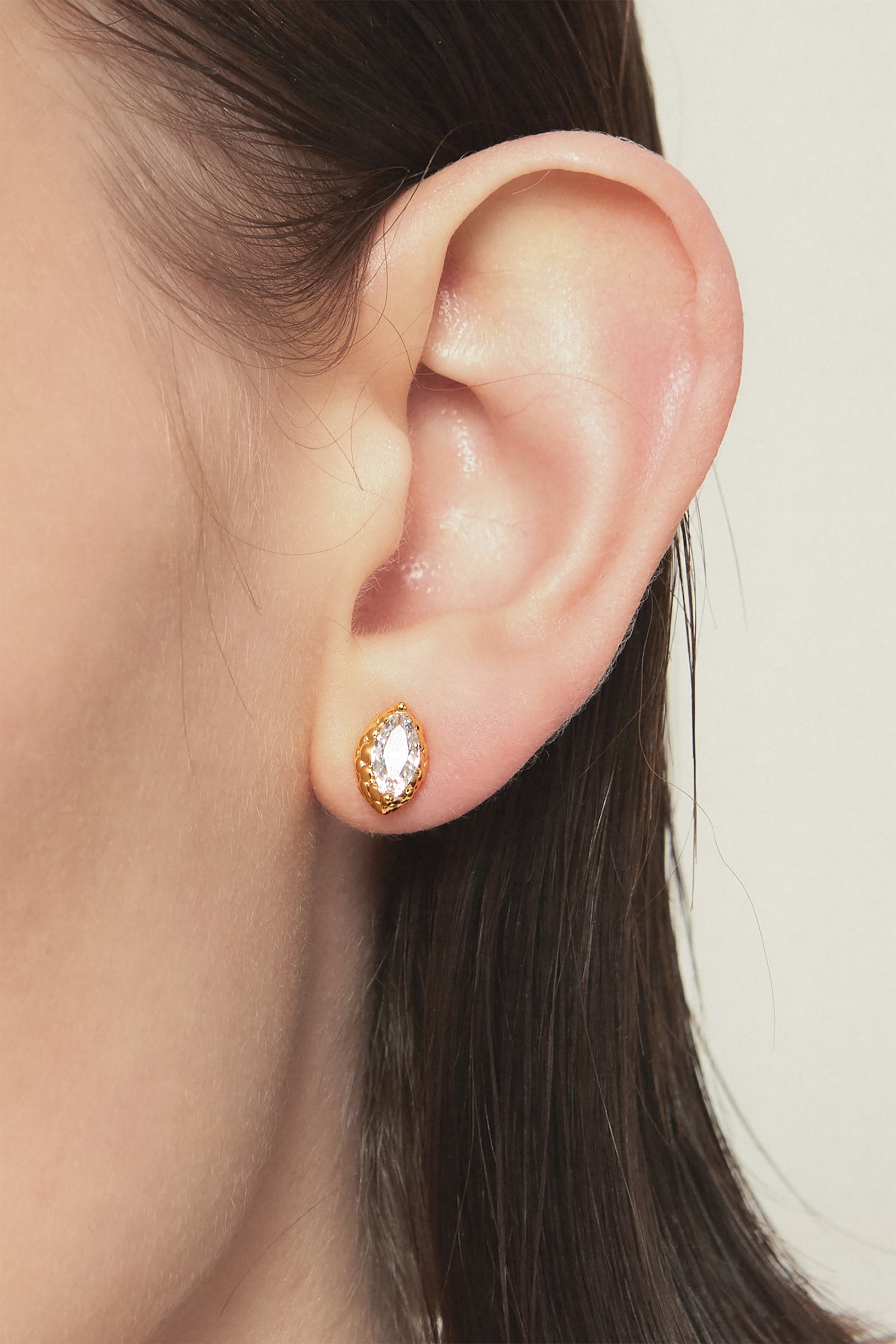 Gold BooneeAlus Marquise Cut Zircon Studs Jewelry