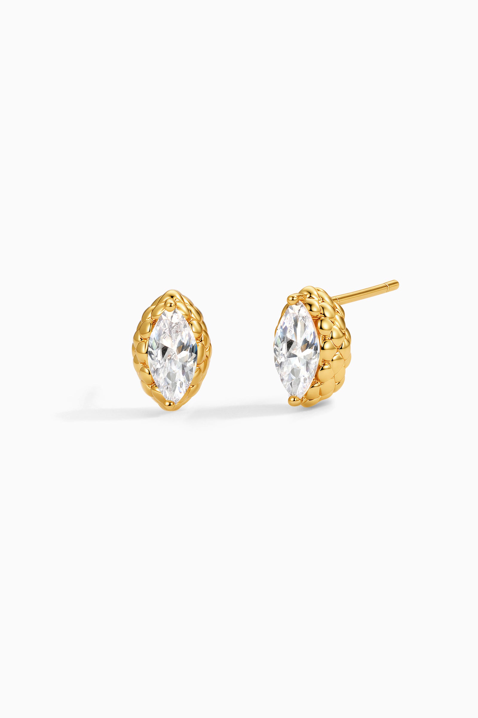 Gold BooneeAlus Marquise Cut Zircon Studs Jewelry