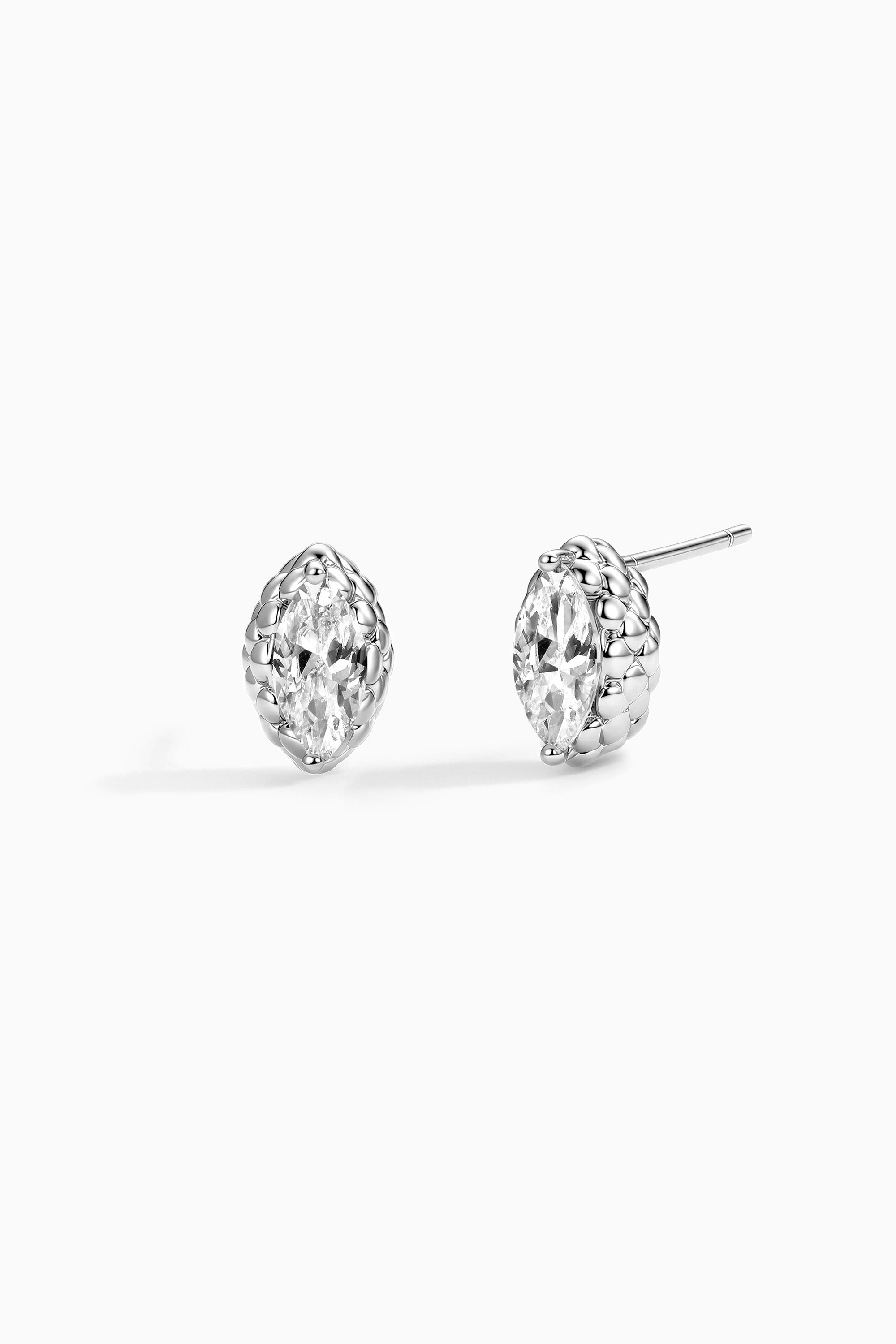 Silver BooneeAlus Marquise Cut Zircon Studs Jewelry