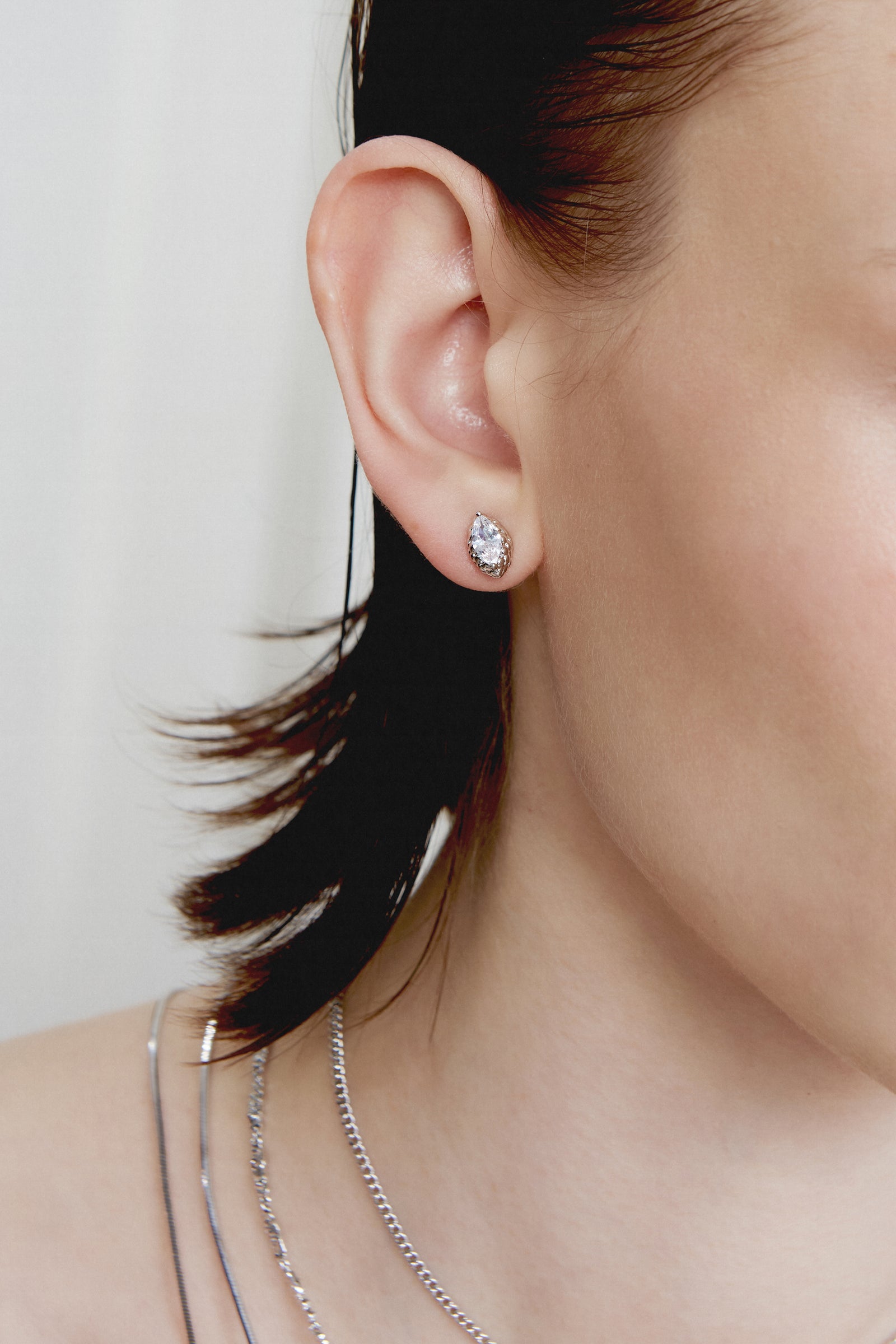 Silver BooneeAlus Marquise Cut Zircon Studs Jewelry