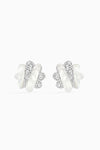 Shell Rhinestone Spliced Flower Earrings