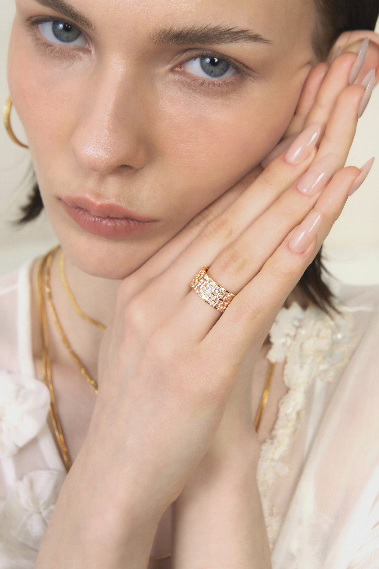 Gold BooneeAlus Baguette Zircon Eternity Ring Jewelry