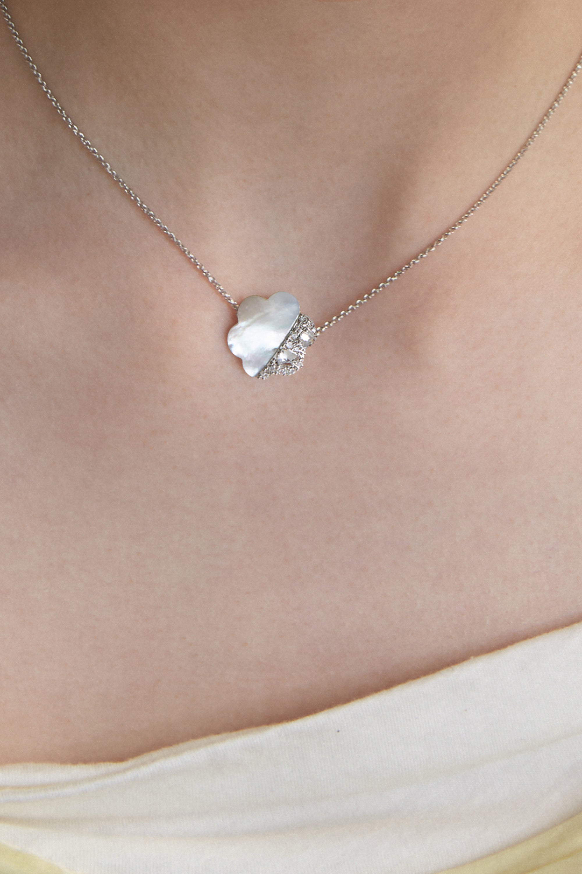 Shell Zircon Flower Necklace