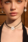 Shell Zircon Two-Tone Double Necklace