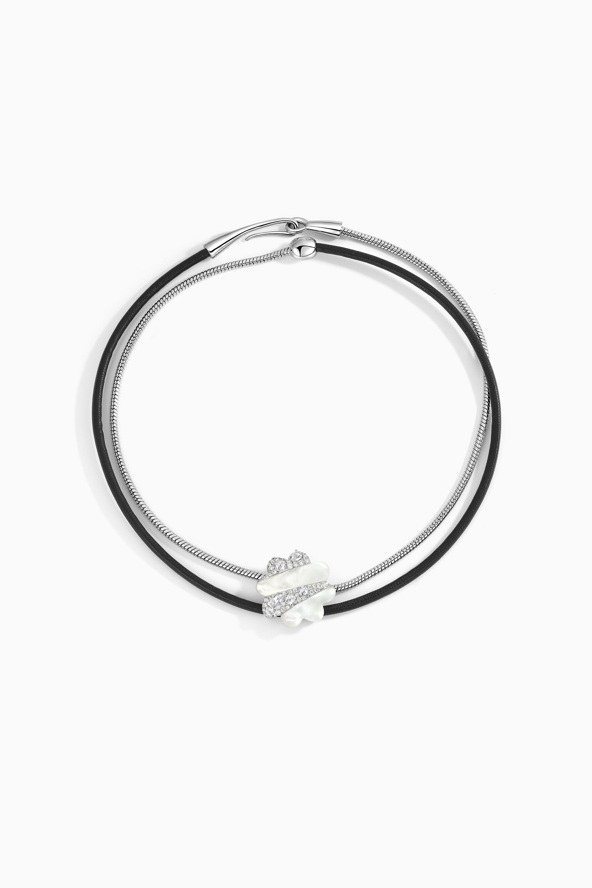 Shell Zircon Two-Tone Double Necklace