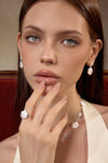 Slant Pave Zircon Shell Ring
