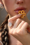 Slant Pave Zircon Shell Ring