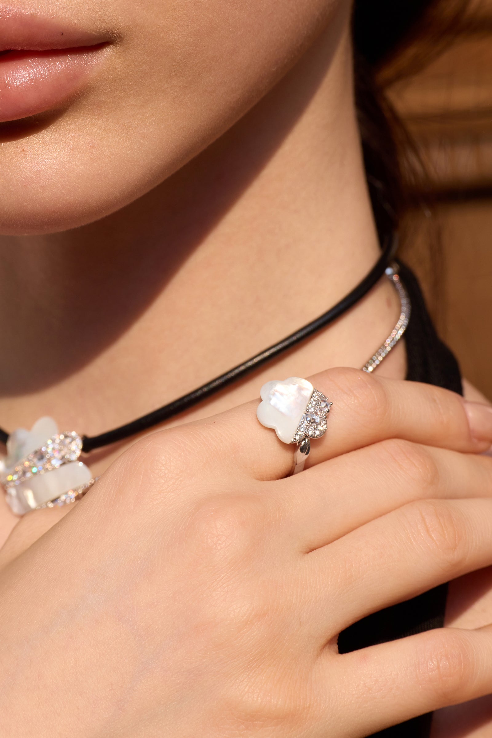 Slant Pave Zircon Shell Ring