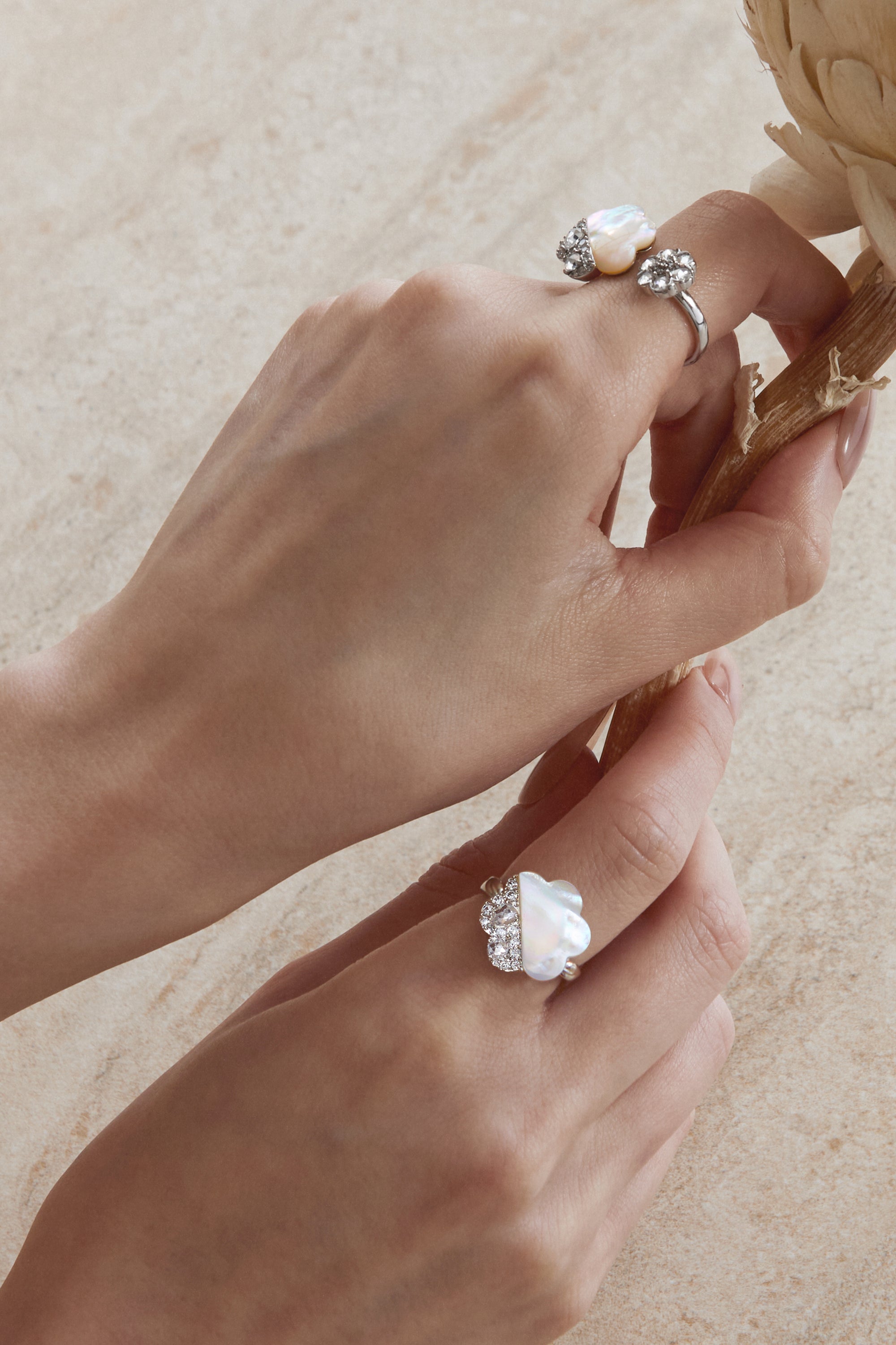 Slant Pave Zircon Shell Ring
