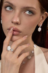 Dual Flower Shell Zircon Ring