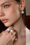Dual Flower Shell Zircon Ring