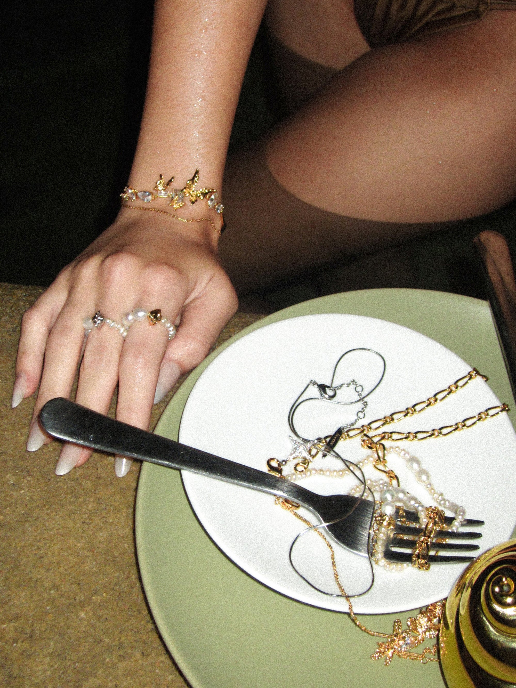 Gold/Lava Butterfly Double Layer Bracelet - booneealus