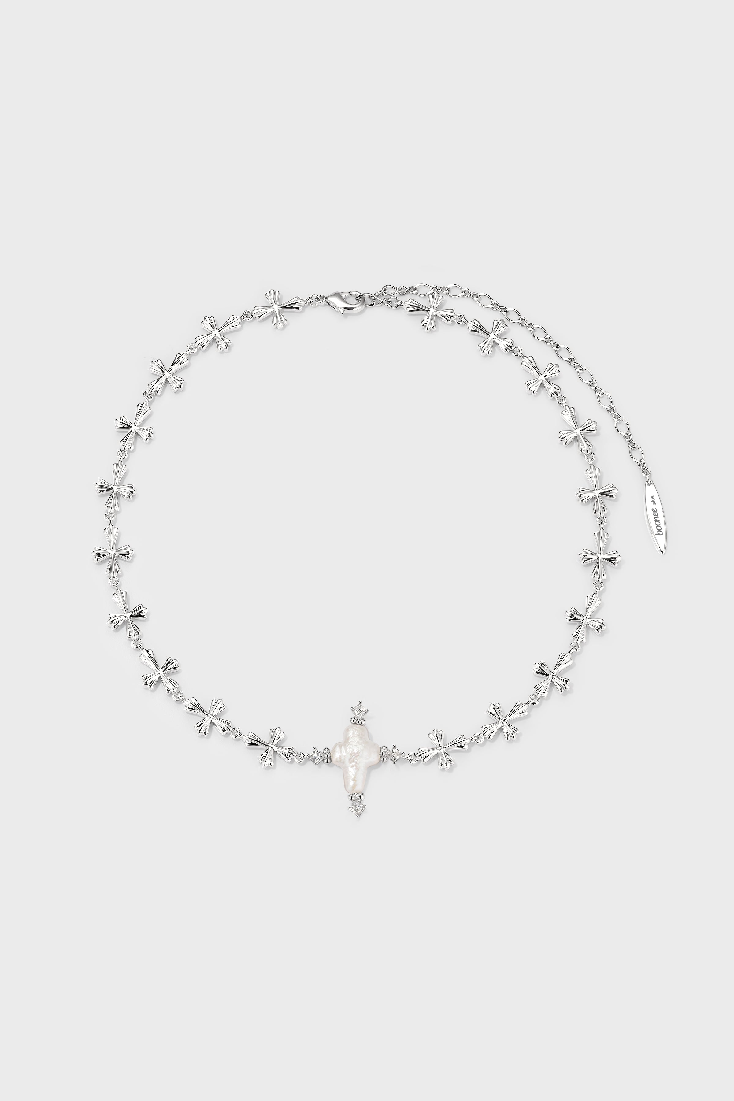 Pearl Cross Cipher Necklace - booneealus