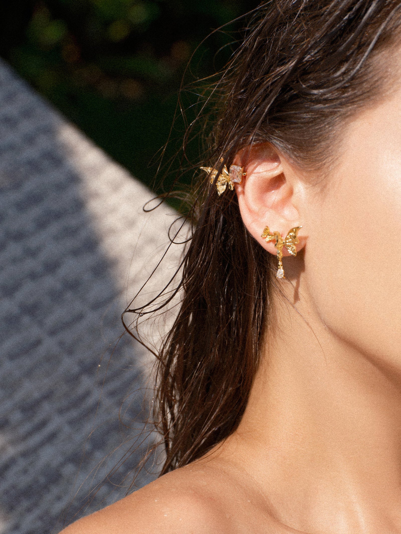 Gold/Metal Texture Butterfly Set Studs (3 pcs) - booneealus