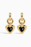 Black Onyx Heart Hoops