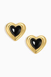 Black Onyx Heart Studs