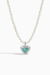 Amazonite Heart Pearl Necklace
