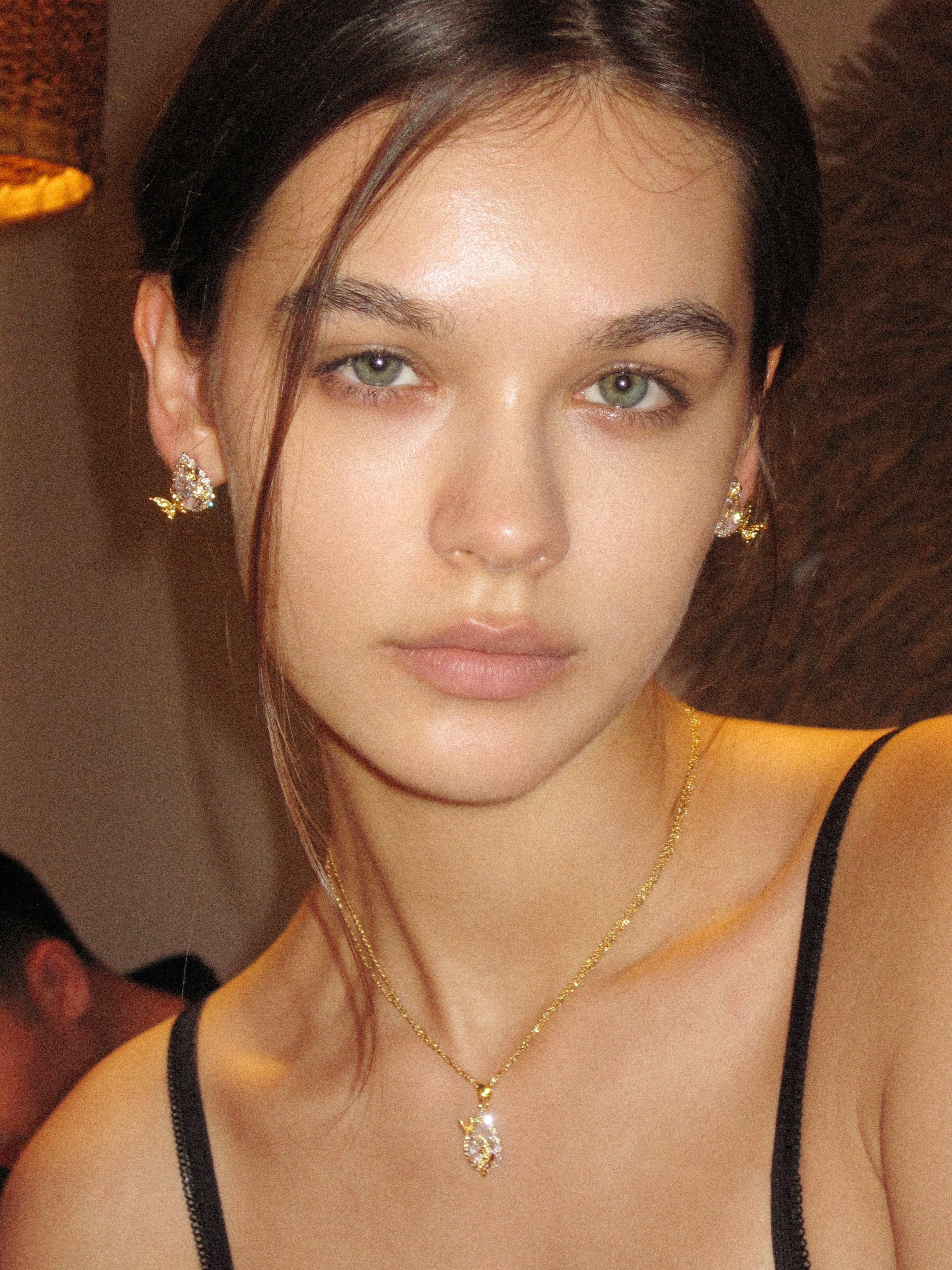 Gold/Teardrop-Shaped Double-Layer Butterfly Necklace - booneealus