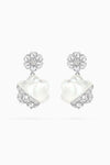 Shell Zircon Double Flower Earrings