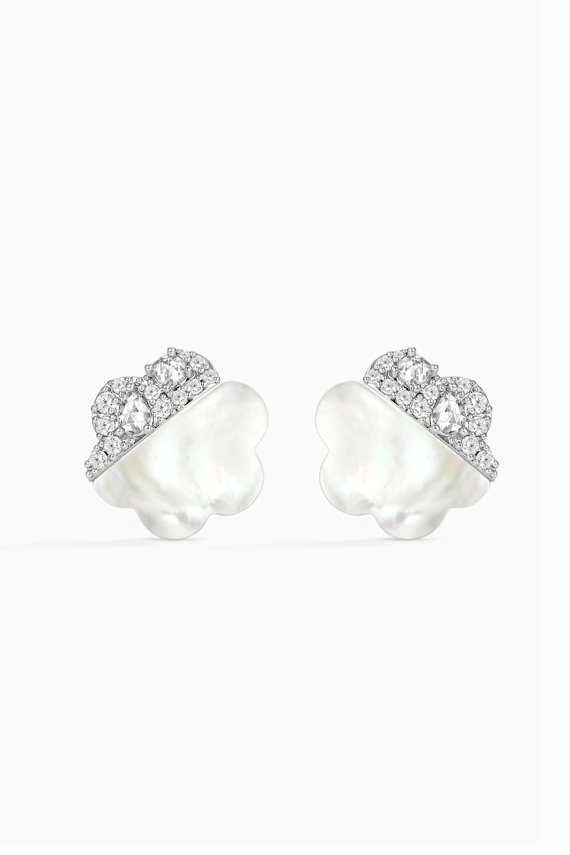 Petal Rhinestone Shell Earrings