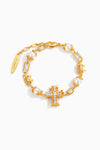 Pearl Zircon Cross Bracelet