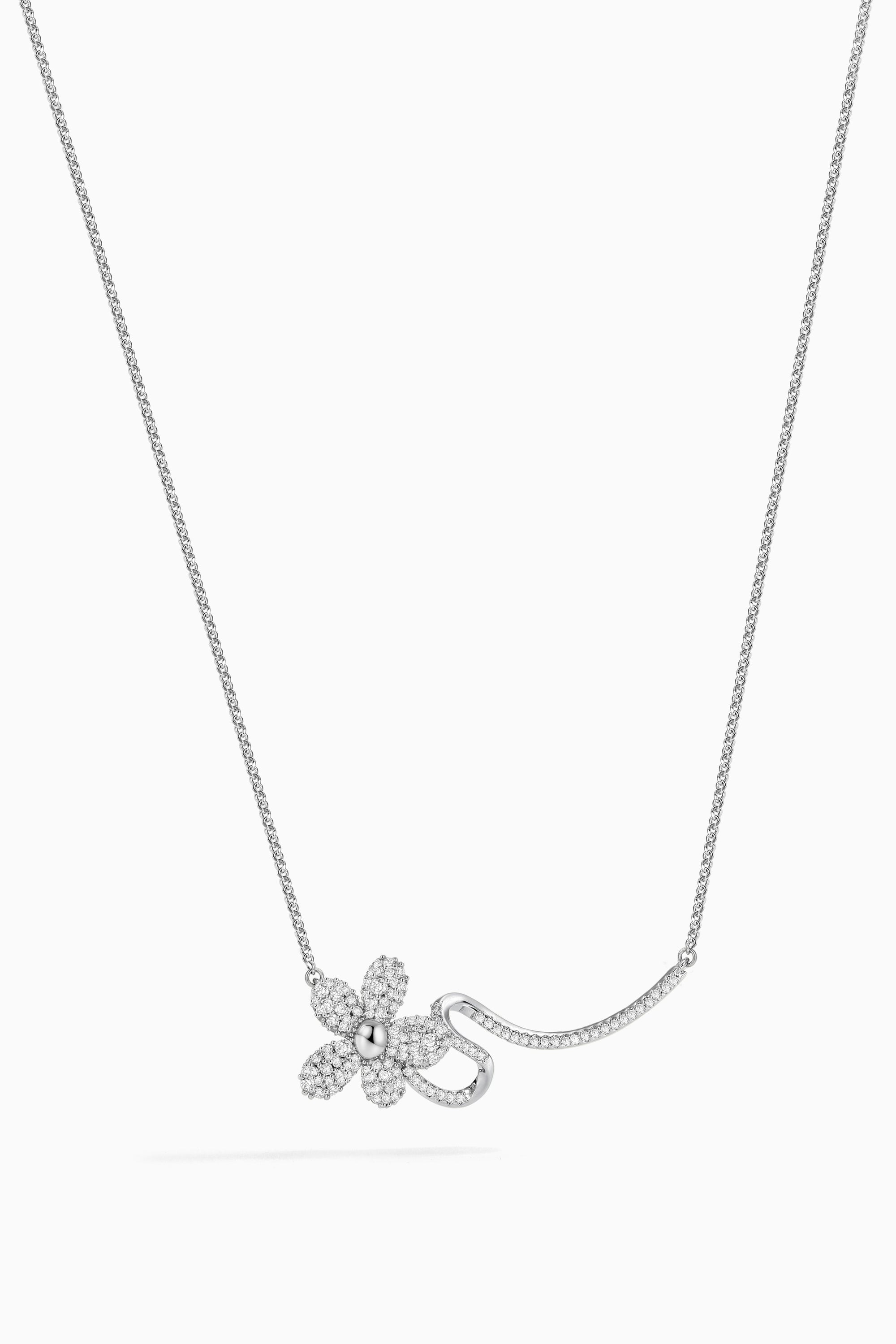 Luminous Zircon Floating Flower Necklace